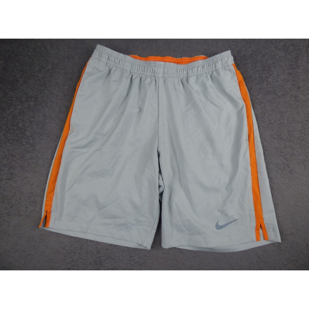 Nike Dri-FIT Mens Shorts Medium Gray Orange Stripe Athletic Training Gym Pockets